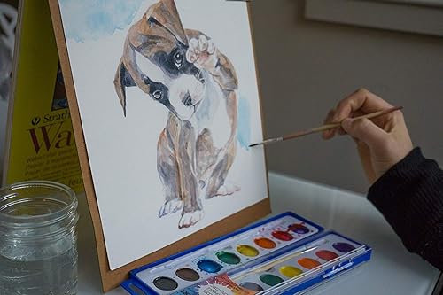 Miniatura 8 de Juego de pintura de acuarela de 8 colores con pinceles de madera, lavable y no tóxico, ideal para niños, estudiantes y actividades en el aula