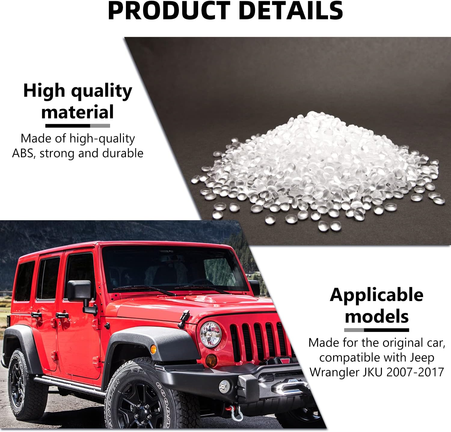 JK 12PCS Full Set Exterior Trim Kit, Door Hinge Cover & Engine Hood Hinge Trim & Spare Tire Bracket Trim Compatible with 2007-2017 Jeep Wrangler JK 4-Door, Light Blue