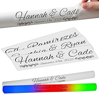 Personalized Wedding Sticker Labels for Custom Glow Sticks, Foam Baton Stickers, Strong Adhesive, Perfect for Party Favors & Decorations, Wedding Ring Design (Design 6)