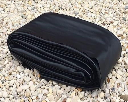 Image Pond Liner 5 Mil HDPE Membrane for Fish Ponds Stream Fountain Water Garden, Black Waterfall Backyard Koi Pond Liner, Easy to Cut and Install Pond Liners (Size : 12x15m/39x49ft)