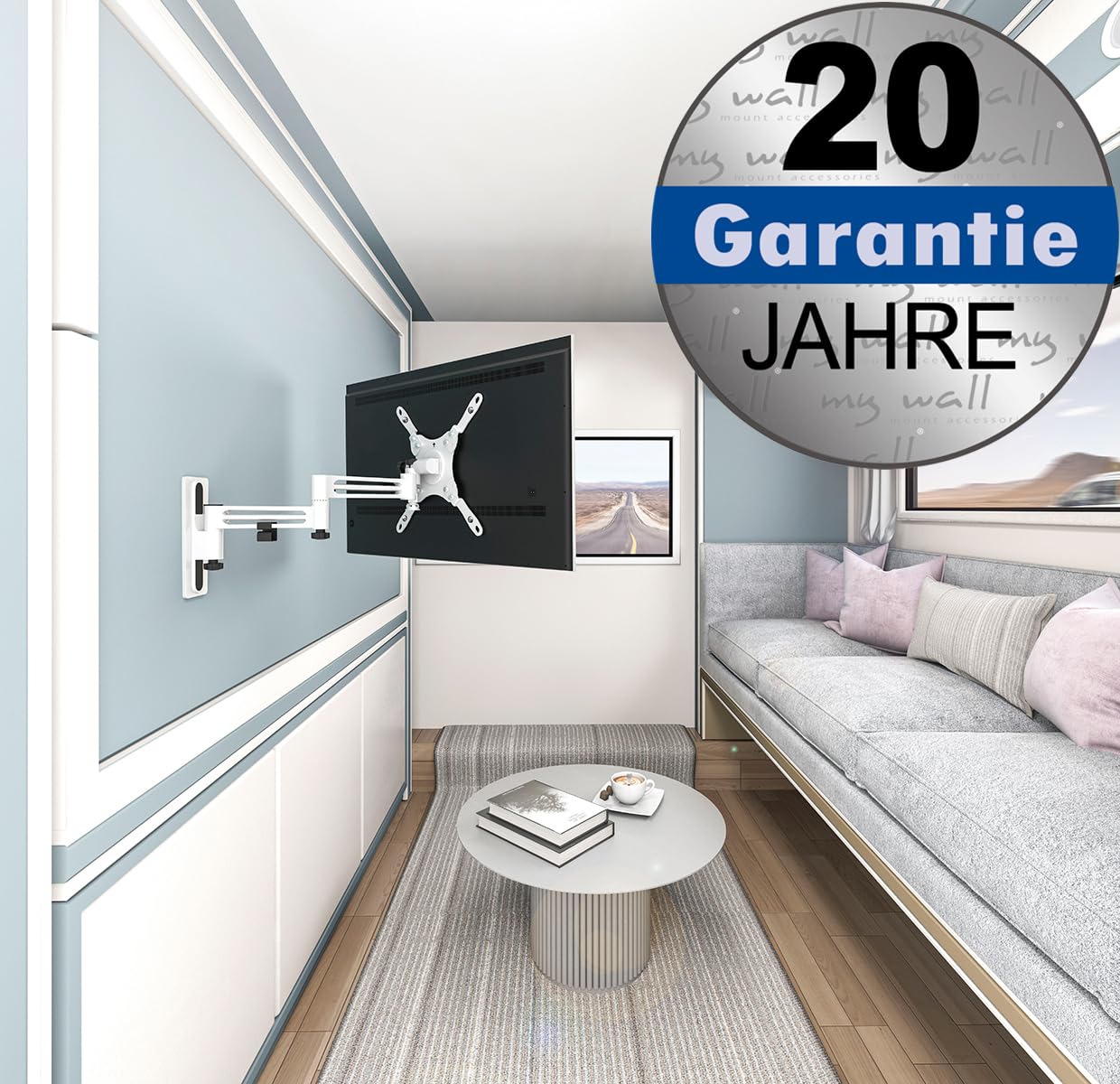 my wall Supporto da parete per TV per camper – HC2-3L, supporto da parete per TV per camper e roulotte, orientabile, inclinabile, compatibile VESA