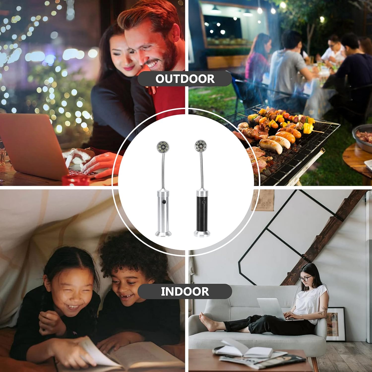 generic 2pcs Barbecue Grill Light Bright LED BBQ Lights Flexible Weather Resistant Task Lighting Barbecue Grilling Works Black : Patio, Lawn & Garden