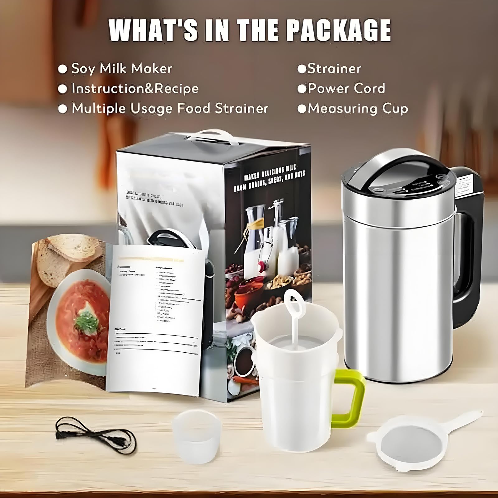 Nussmilch Maker Edelstahl, 1200 Ml Pflanzen Hafermilch -Maker Mit Sieb Set, Automatisch Saubere, Automatische Sojamilch -Maker Für Soja -Mandel -Veganer Haferbrei, Paste, Saft
