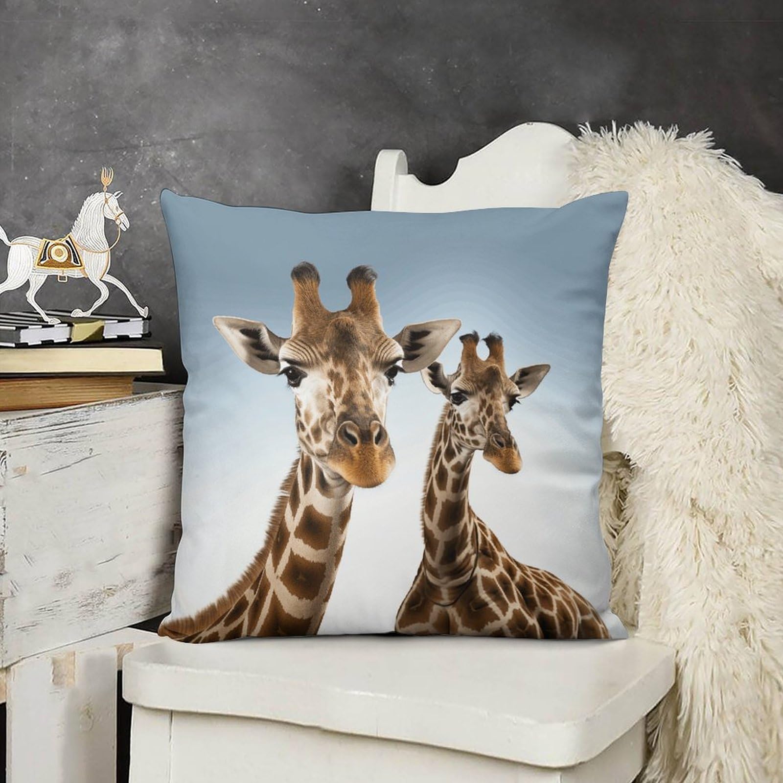 FodPand Decorative Necks of Giraffe Throw Pillow Covers 26x26 Soft Plush Cozy Cushion Cases with Invisible Zipper Body Pillowcase Square Accent Pillow Shams for Couch Sofa Bedroom Living Room