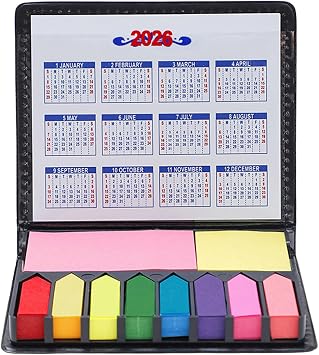 Sticky Note Tabs, Sticky Note Pads - Stationery and Office Supplies Creative Colored Sticky Flags | Colored Memo Pad in Faux Leather Box, Business Index Notepad with Writable Flag for Planner