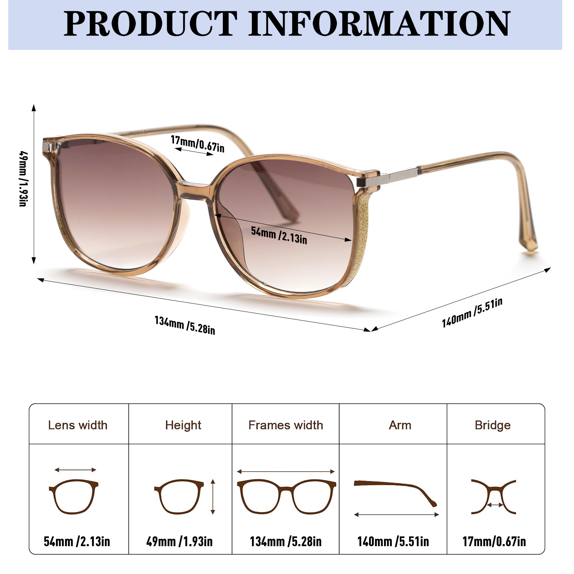 Lunettes de Lecture Soleil Élégantes pour Femmes, Grandes Lunettes Loupe Tendance UV400, Grands Lecteurs Teintés Adaptés au Travail en Extérieur, à la Lecture