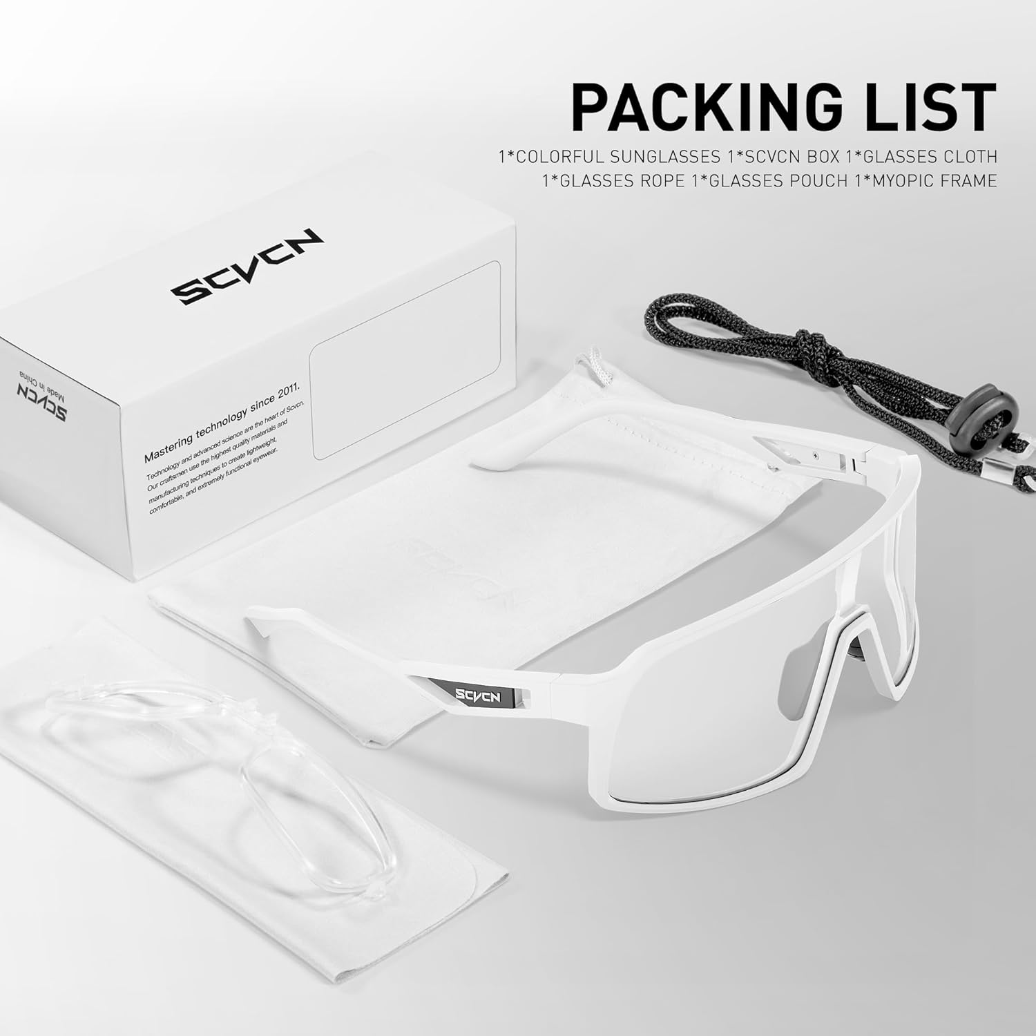 SCVCN Photochromic Cycling Glasses Men Women Mountain Bike Sunglasses MTB Road Bicycle Riding Clear Sports Glasses S325