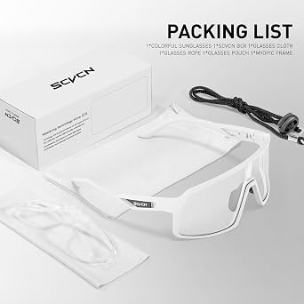 SCVCN Photochromic Cycling Glasses Men Women Mountain Bike Sunglasses MTB Road Bicycle Riding Clear Sports Glasses S325