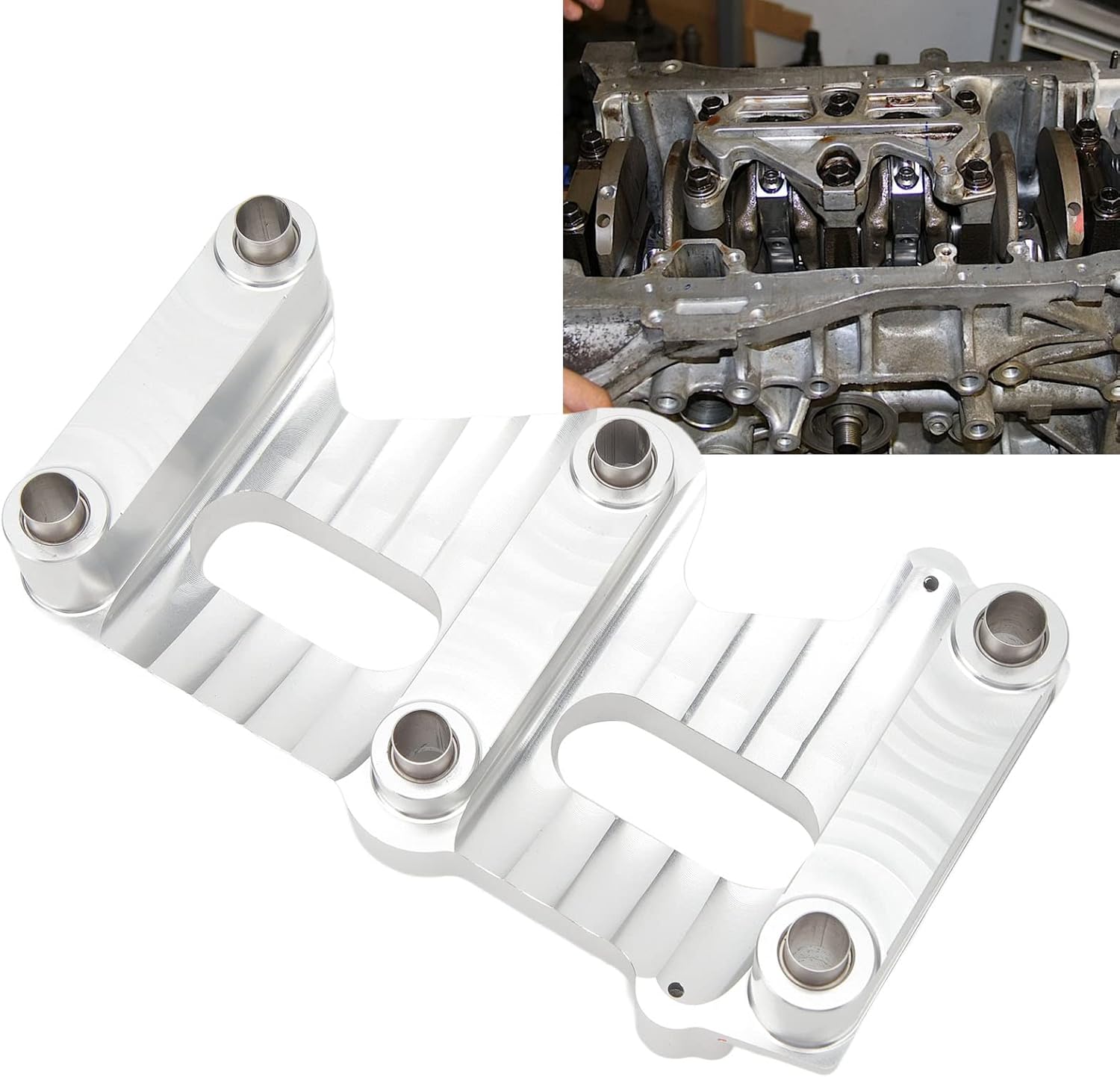 Engine Main Block Girdle, 7075 T6 Aluminum Engine Main Block Girdle Engine Motor Mount Block Girdle for B16, B18A B and B20 Engines, Without Installation Tools