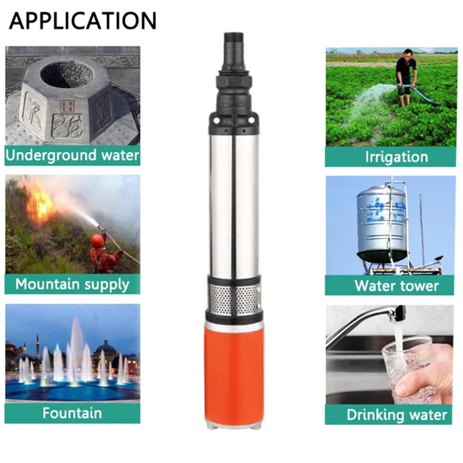 Bomba Sumergible De Pozo Profundo, Bomba Solar De Pozos Profundos Solares De 2 Pulgadas 48V/60V Bomba De Agua De Pozo Profundo para Agricultura para Pozos, Ganado, Depósito De Agua