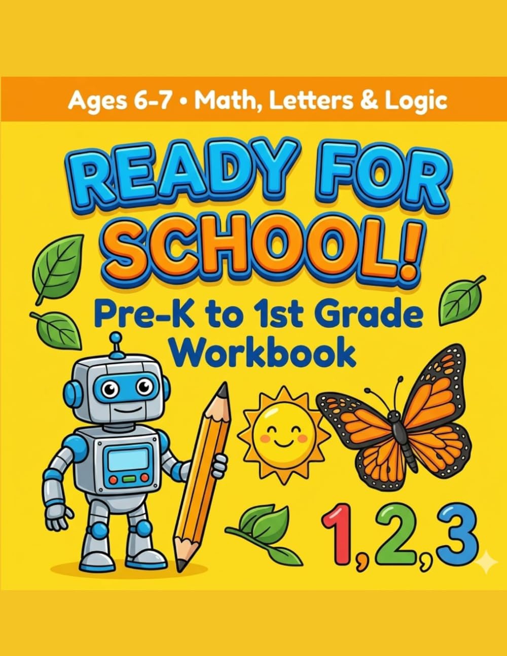 READY FOR SCHOOL!: Pre-K to 1st Grade Workbook:Fan Math,Letters,and Logic Activities for Kids Ages 6-7