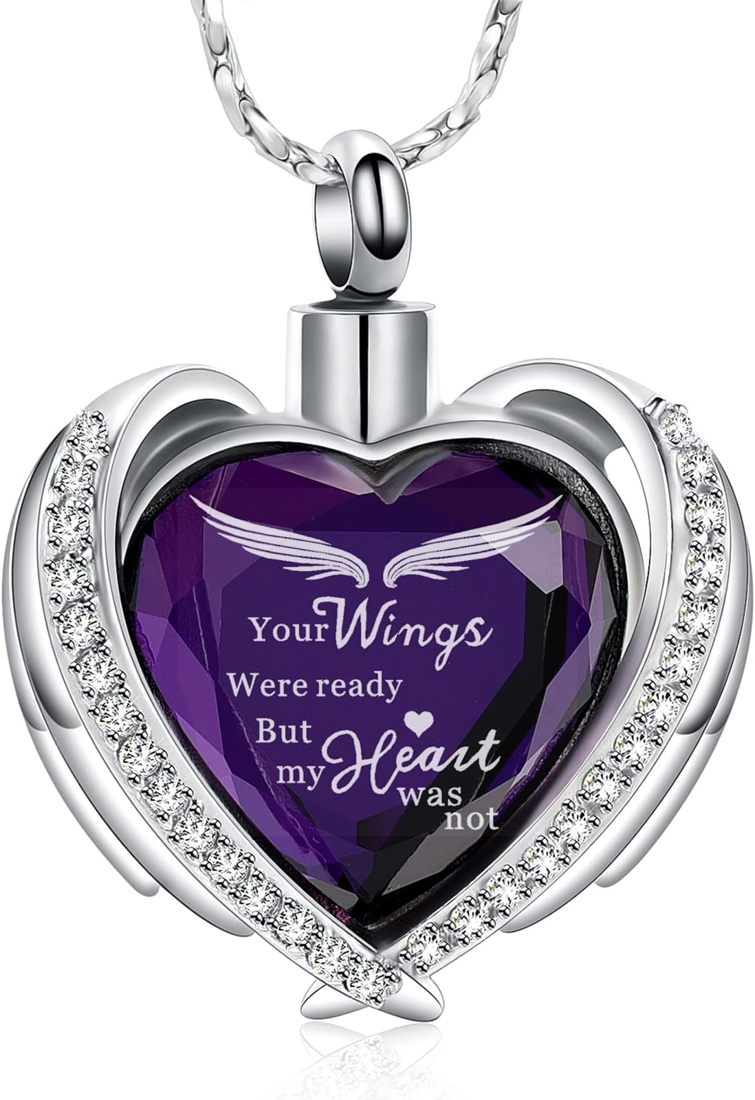 Imrsanl Cremation Jewelry for Ashes Pendant - Crystal Heart Urn Necklace with Mini Keepsake Urn Memorial Ash Jewelry