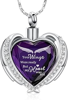 Imrsanl Cremation Jewelry for Ashes Pendant - Crystal Heart Urn Necklace with Mini Keepsake Urn Memorial Ash Jewelry