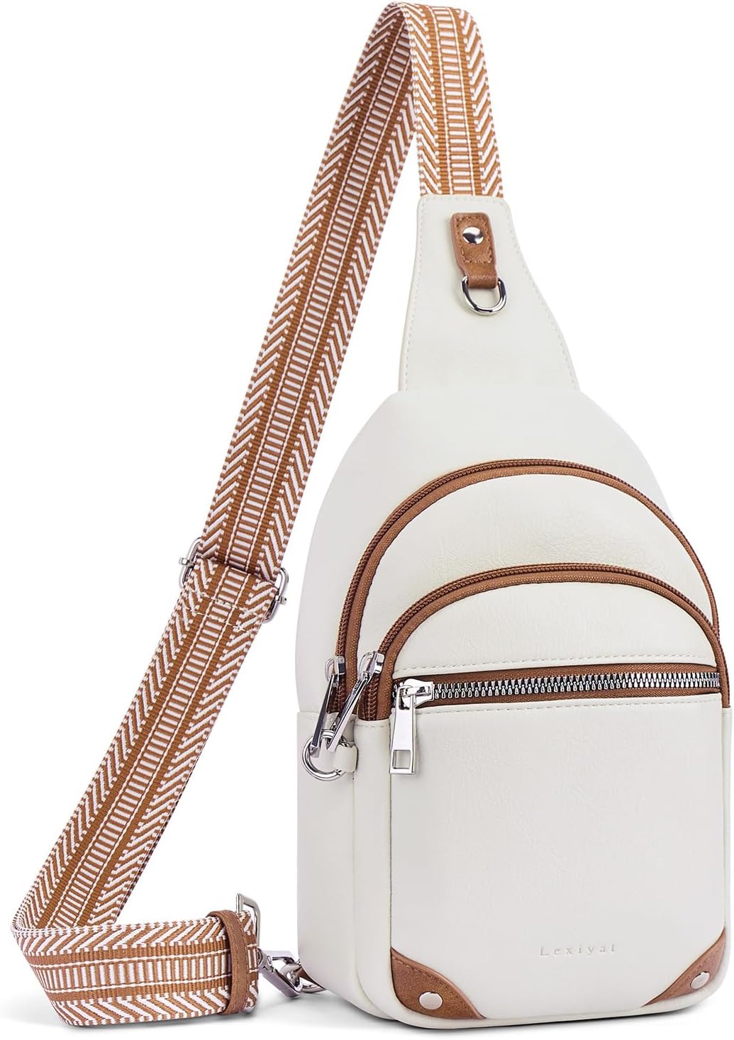 Anti Theft Crossbody Bags for Women Travel Chest Sling Bag Leather RFID Purse Fanny Pack Beige