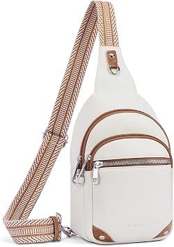 Anti Theft Crossbody Bags for Women Travel Chest Sling Bag Leather RFID Purse Fanny Pack Beige