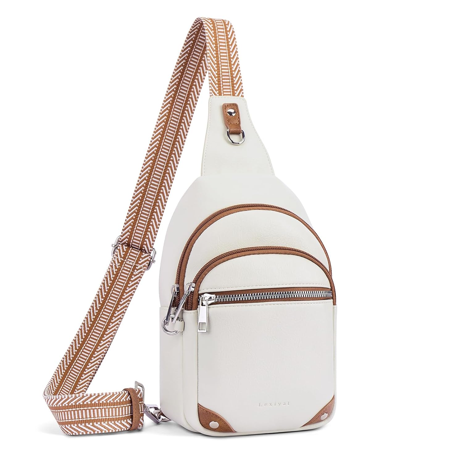 Anti Theft Crossbody Bags for Women Travel Chest Sling Bag Leather RFID Purse Fanny Pack Beige
