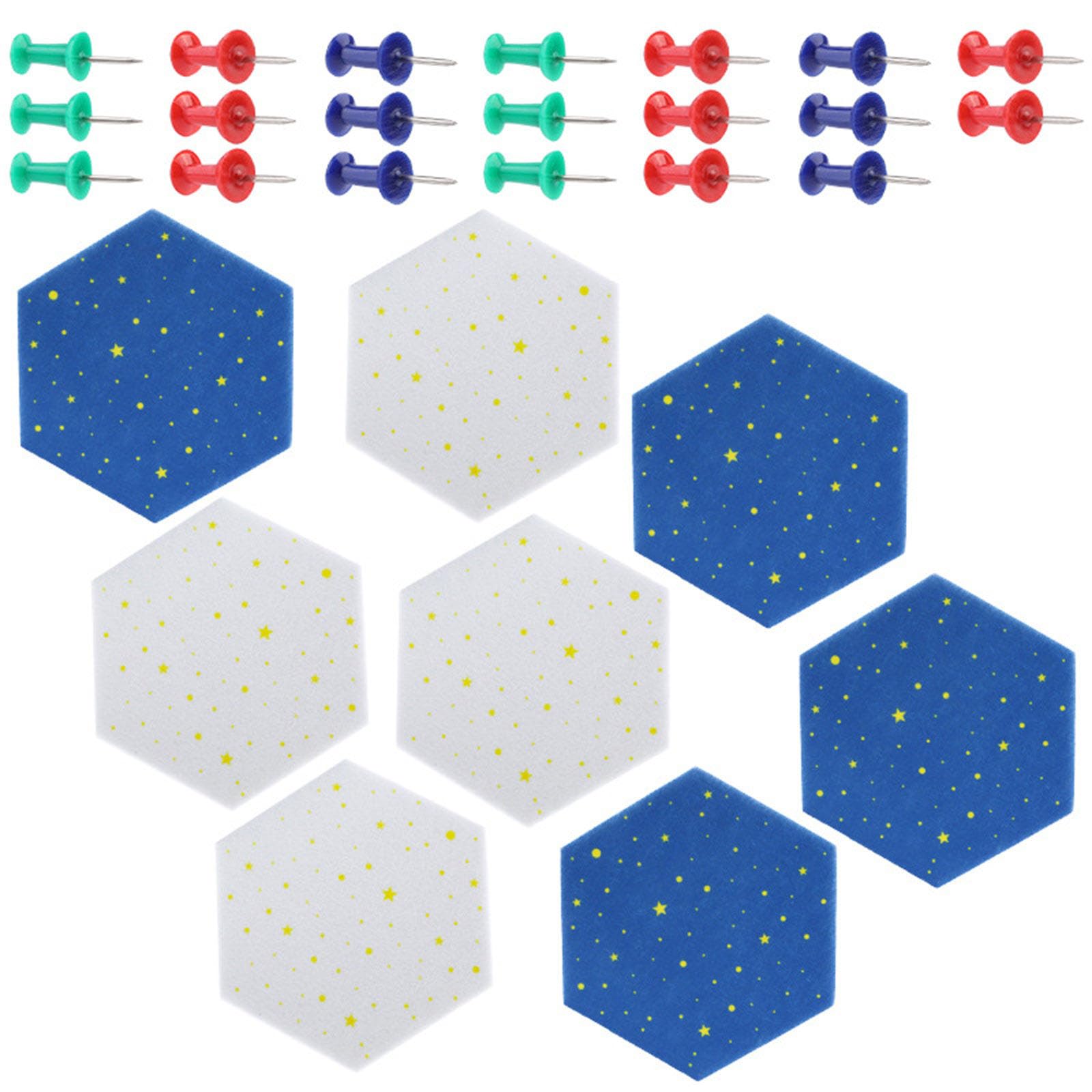 Kalttoy Felt Bulletin Board Hexagon Felt Pin Board with Push Pin Decorative Memos Notice for Home Classroom Self-adhesive Tiles Cork Hexagon Bulletin