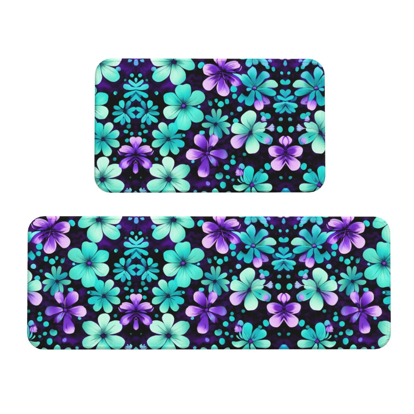 Tapis de cuisine antidérapants et confortables lot de 2 grand confort lavable design fleuri