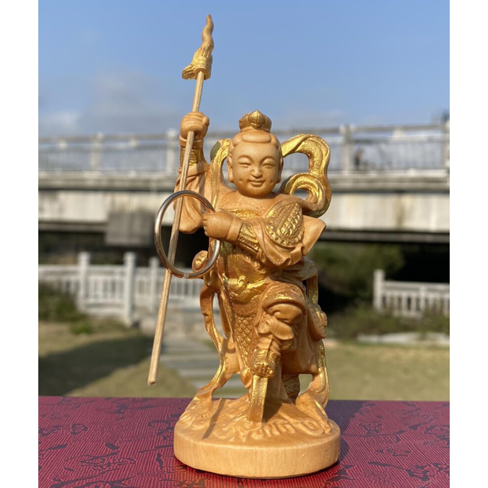 Estatua de Buda de boj Escultura china Feng Shui Estatua de Buda tallada a mano (B)