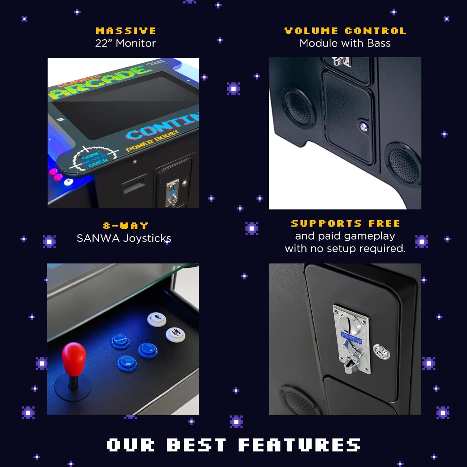 Creative Arcades Full Size Commercial Grade Cocktail Arcade Machine | 2 Player | 60 Games | 22" LCD Screen |Square Glass Top | 2 Sanwa Joysticks | Trackball | 2 Stools Included | 3 Year Warranty