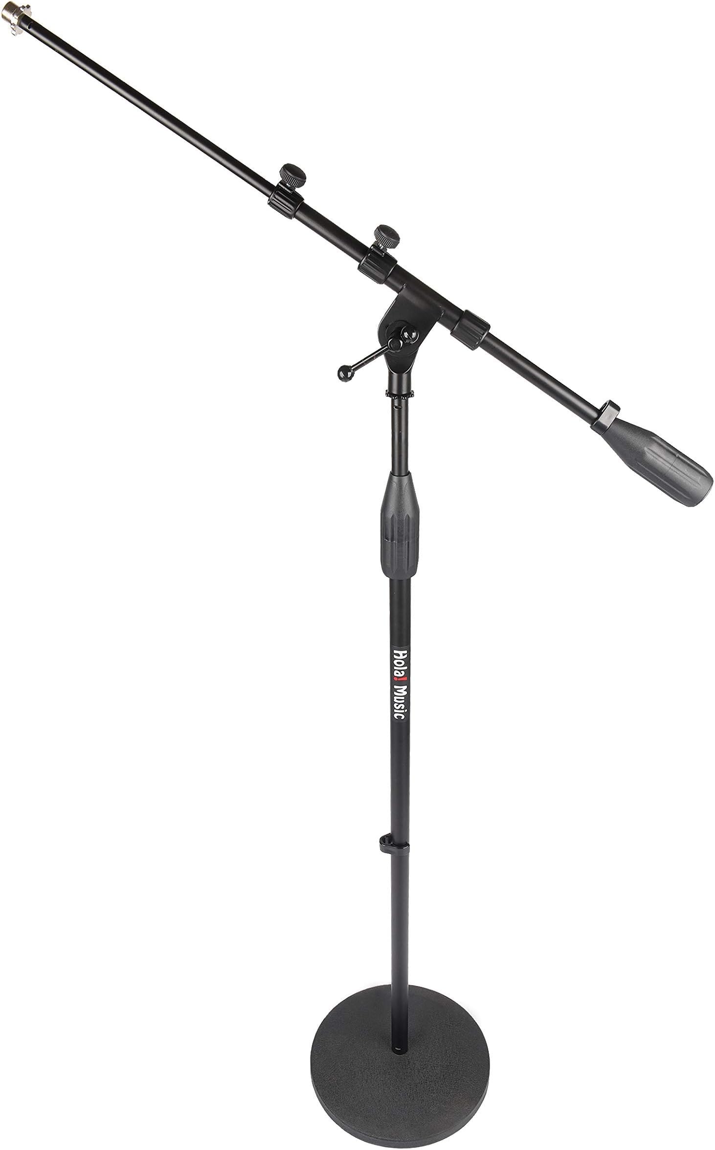 Hola! Music HPS-101RB Professional Microphone Boom Mic Stand with Round Base, Black