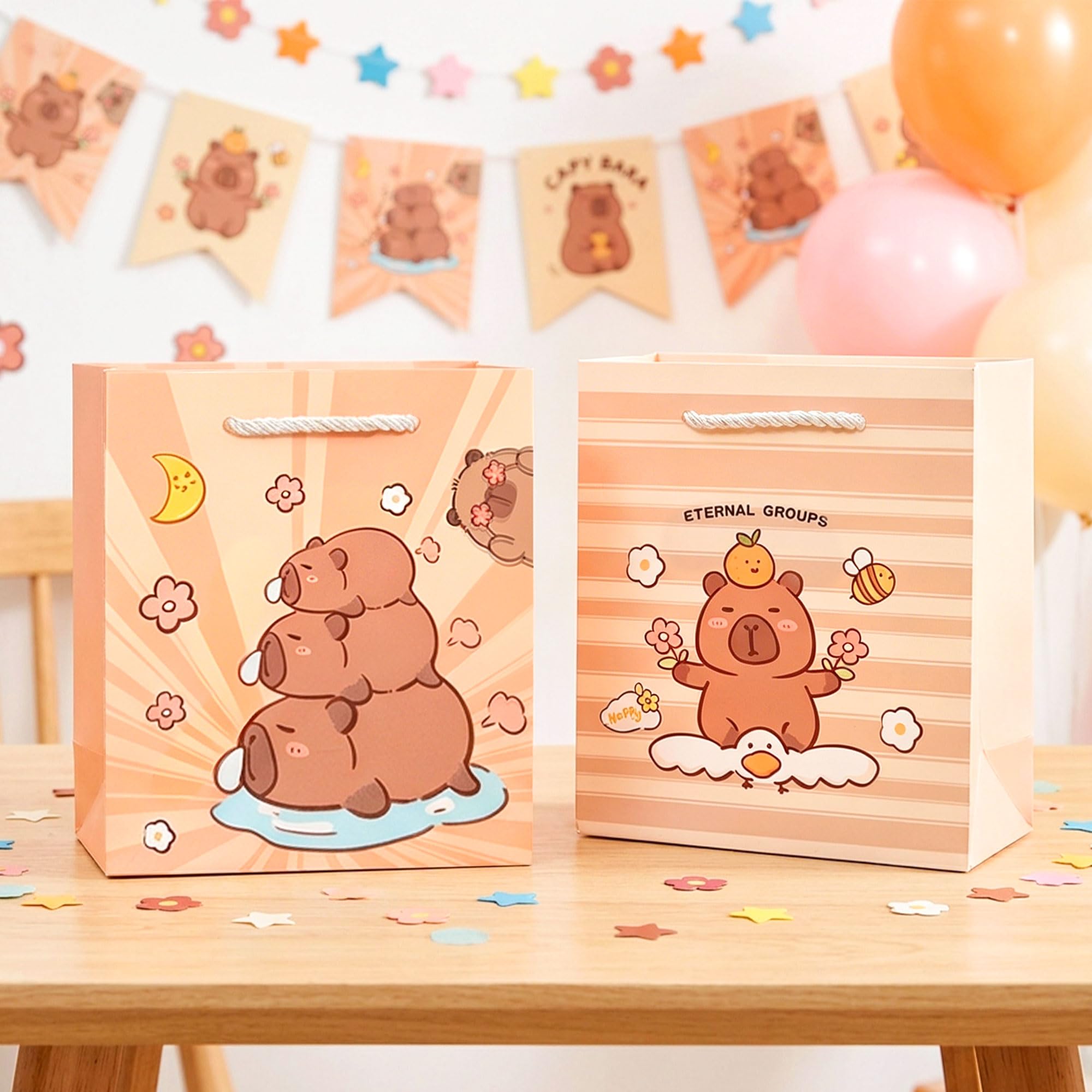 10 PCS Capybara Party Favor Boxes Popcorn Boxes Candy Goodies Treats Bags Capybara Party Supplies for Birthday Baby Shower Party