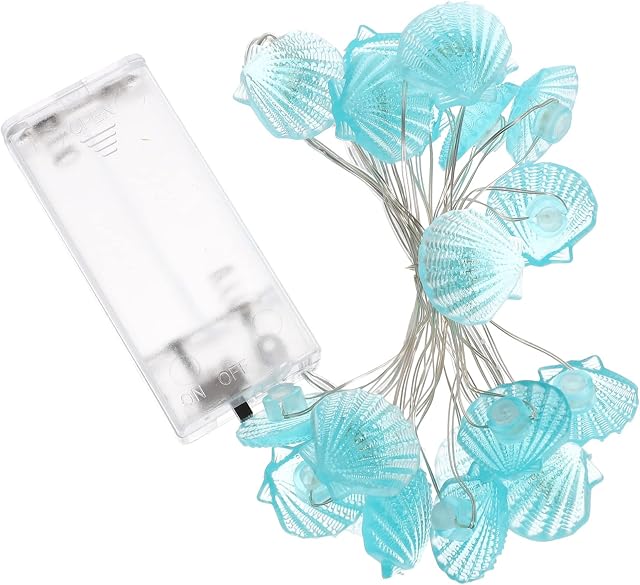 Uonlytech LED Sea Shell String Light Beach Ocean Nautical Seashell Lights Indoor Outdoor Battery Operated Wire Fairy Lights for Oscen Birthday Wedding Party Decor No Battery 2M