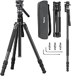 SmallRig Video Tripod CT210, 75" Video Camera Tripod Monopod with +/-15° Leveling Base Fluid Head, Professional Camera Tripod Compatible with Video Camera, DSLR, Camcorder-4475