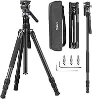 SmallRig Tripé de vídeo profissional CT190, tripé de câmera de 182 cm com base de nivelamento, conversão de monopé, tripé de vídeo para viagens, vídeo e vlog, com bolsa de transporte, carga até 4 kg -