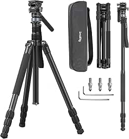 SmallRig Tripé de vídeo profissional CT190, tripé de câmera de 182 cm com base de nivelamento, conversão de monopé, tripé de vídeo para viagens, vídeo e vlog, com bolsa de transporte, carga até 4 kg -