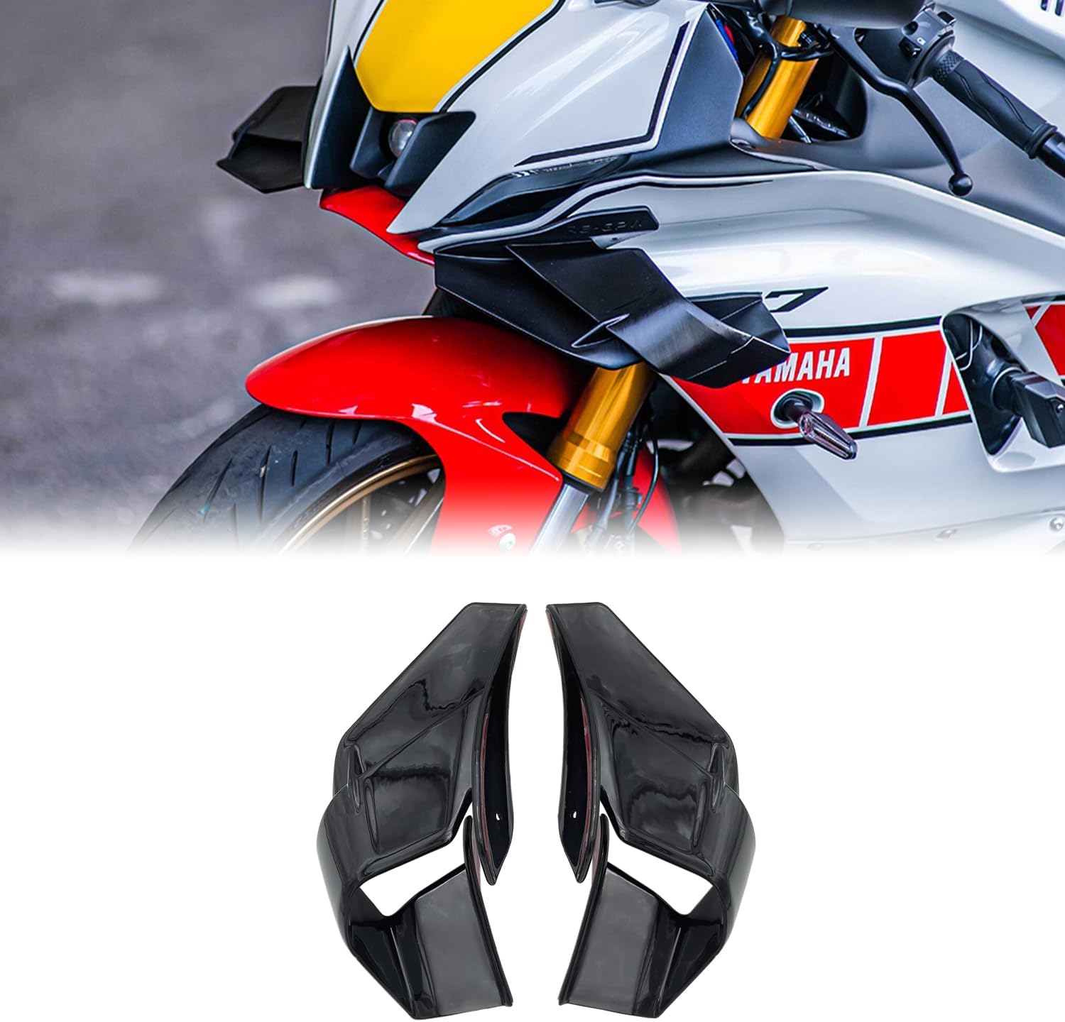 Fixed Spoilers for Yamaha R7 2021 2022 2023, Motorcycle Fairing for R7, Durable ABS Plastic Easy Installation of Yamaha R7 Winglet (Bright Black)