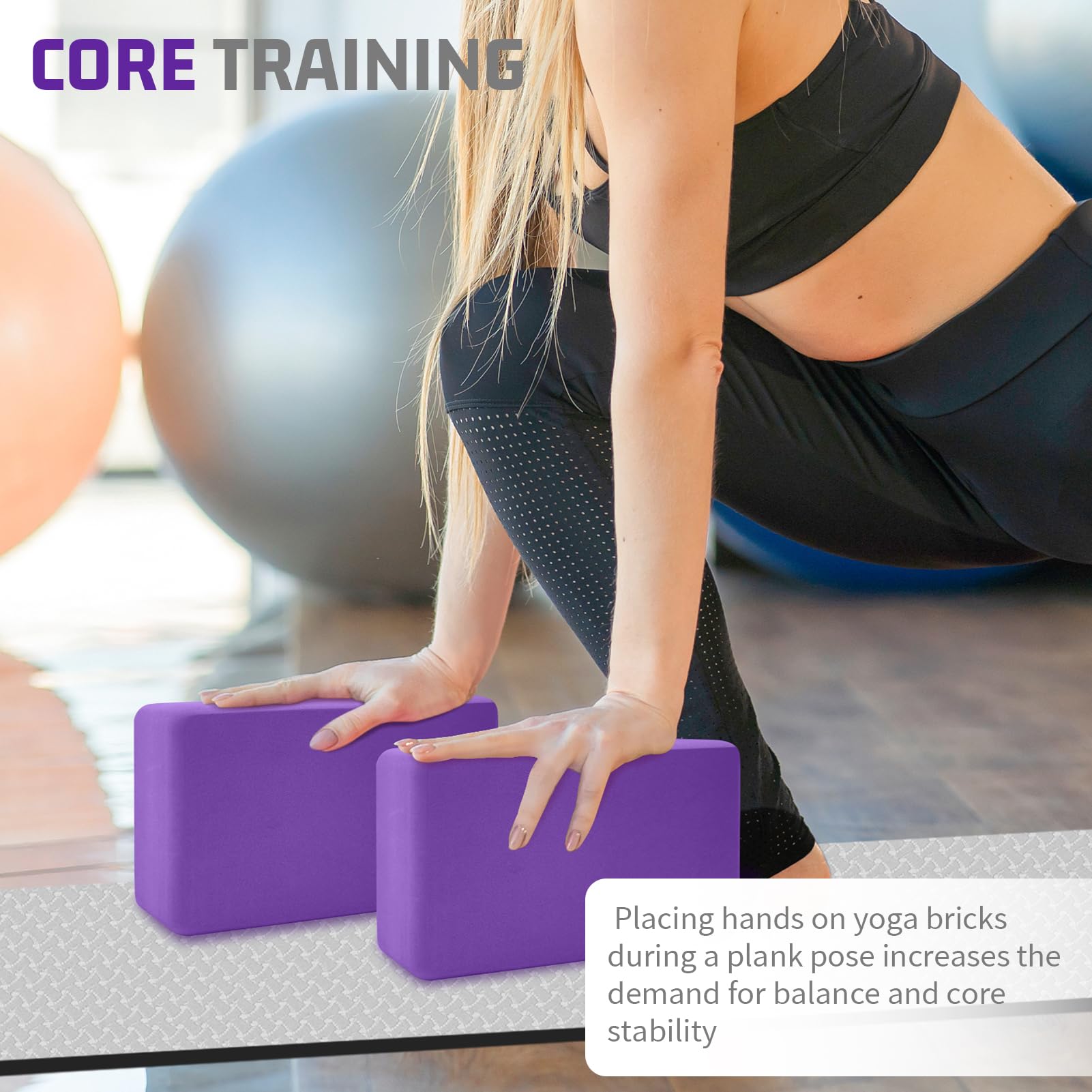 Lot De 2 Blocs De Yoga EVA Haute Densité – Antidérapants 23x15x7,5 Cm – Parfaits Pour Équilibre, Étirements, Pilates Et Méditation