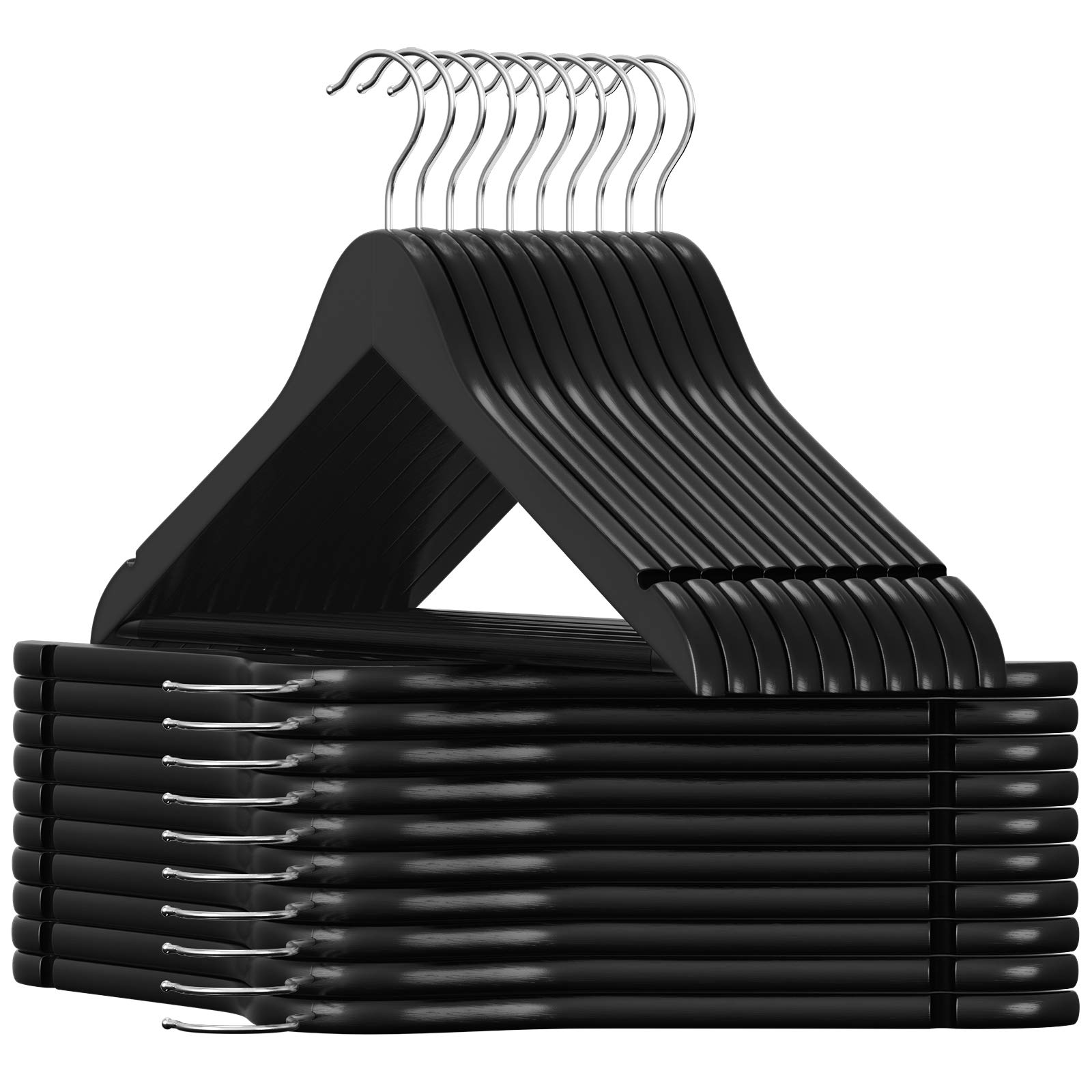 SONGMICS 20Pack Coat Hangers, Maple Wood Clothes Hangers with Shoulder