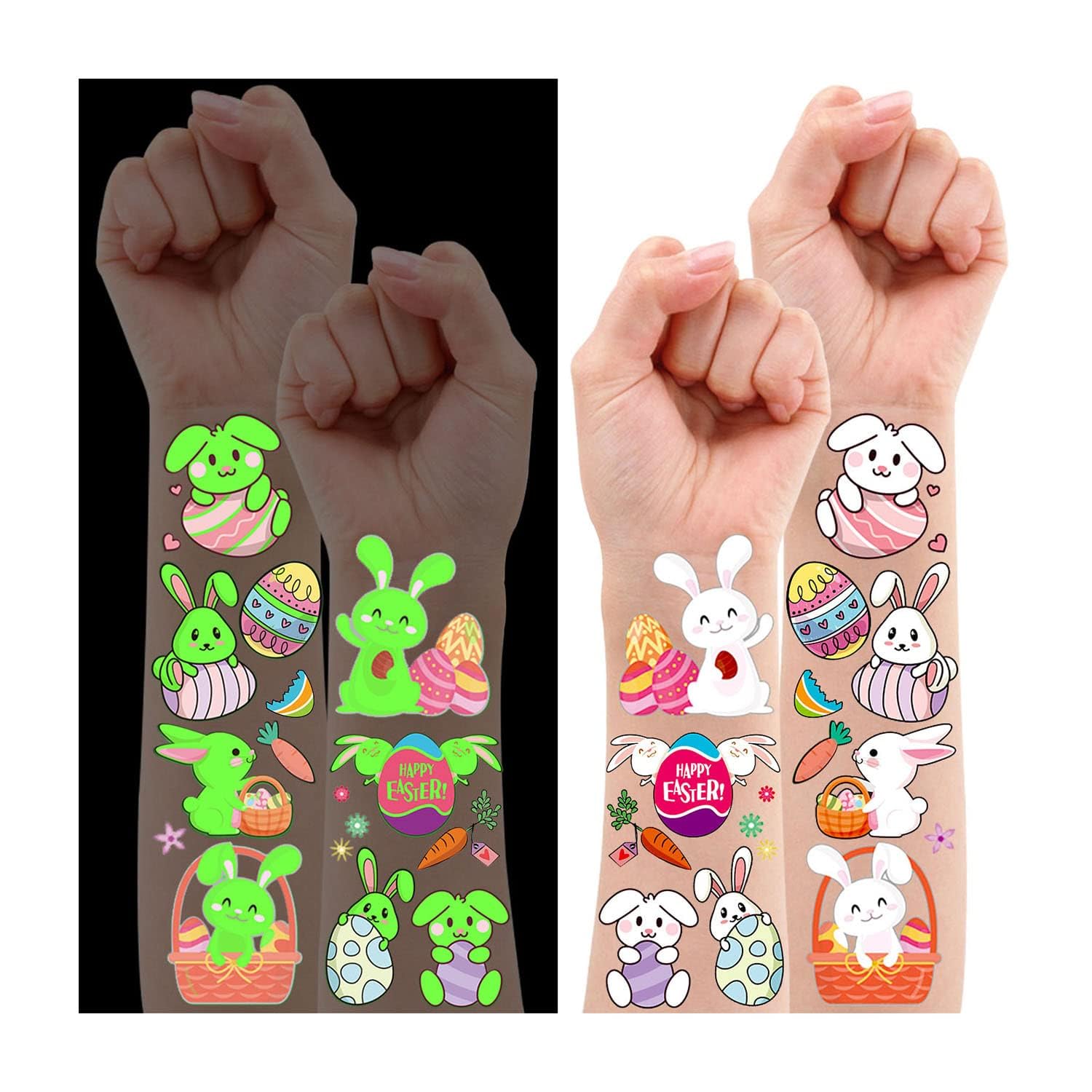 24 Tatuaggi Luminosi Per Pasqua - Adesivi Decorativi Per Bambini - Foto 5
