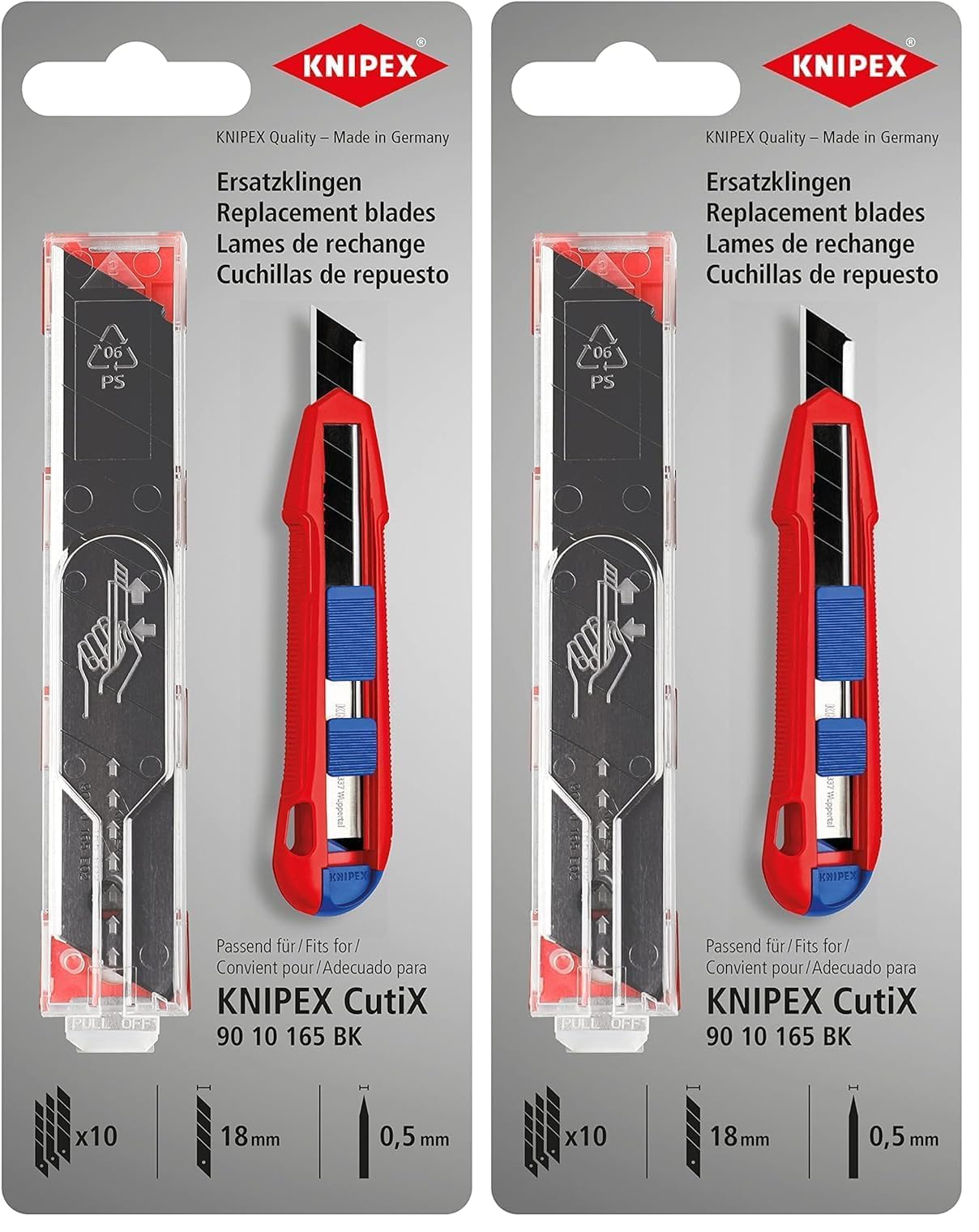 KNIPEX Ersatzklingen für 90 10 165 BK (10x), 90 10 165 E02 (Packung mit 2)