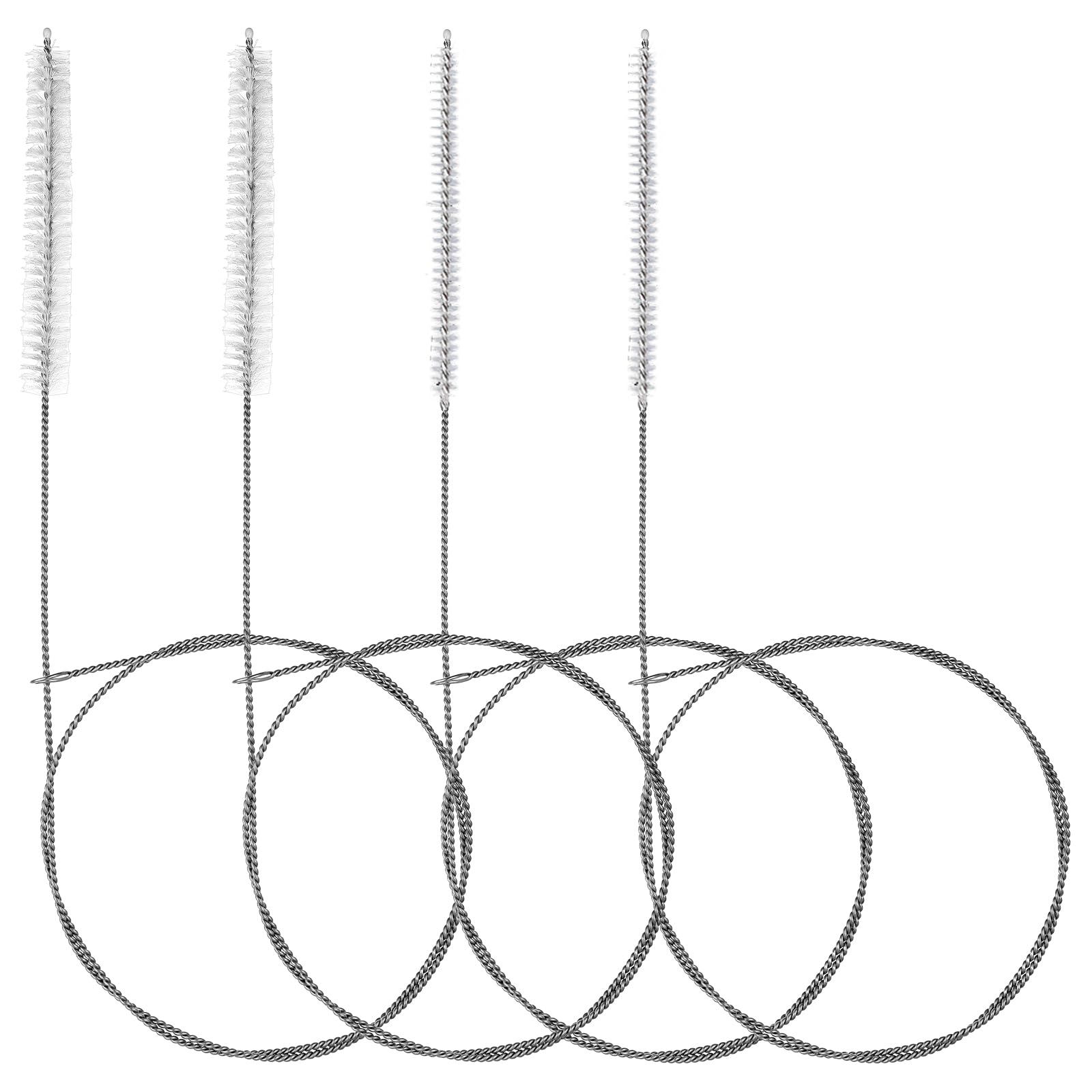 4 cepillos de manguera, extra largo de acero inoxidable, limpiador de pipas de 1 m, cepillo de limpieza de nailon, cepillo de drenaje, cepillo para manguera de leche, tubo para tubo de pajita