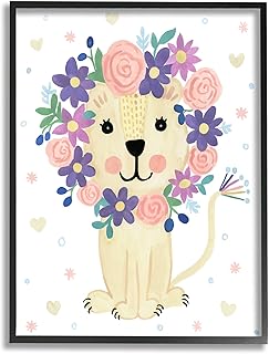 Stupell Industries Quirky Pink Purple Floral Lion Mane Heart Pattern, Design by Heather Strianese