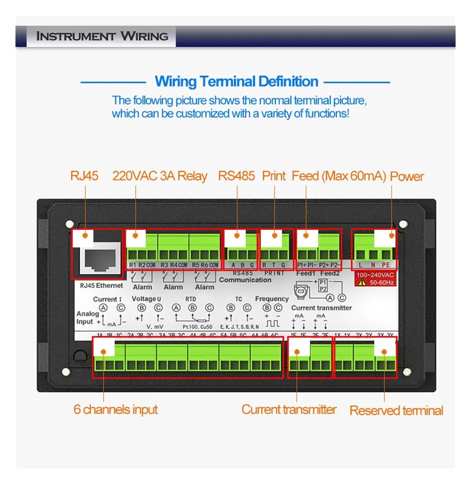 Datenlogger, Temperaturrekorder, Strom, Spannung, Datenlogger, Aufzeichnungsmessgerät(3 Channels 24VDC)