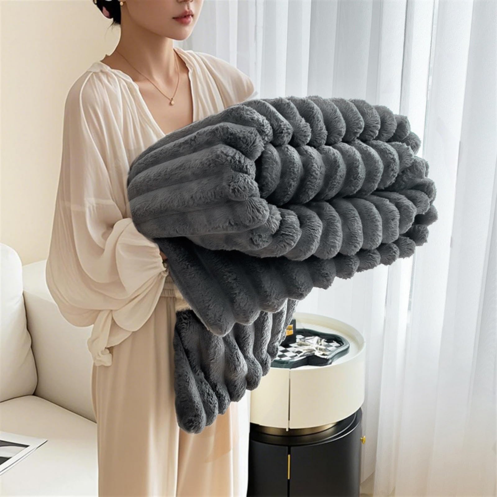 Highdi Manta Cama 90 135 150 180, Manta Sofa Grande Verano y Invierno Suave Cálida Mullida Microfibra Niños Adultos para Sofas, Sala de Estar (B23 Gris Oscuro,150 * 200cm)