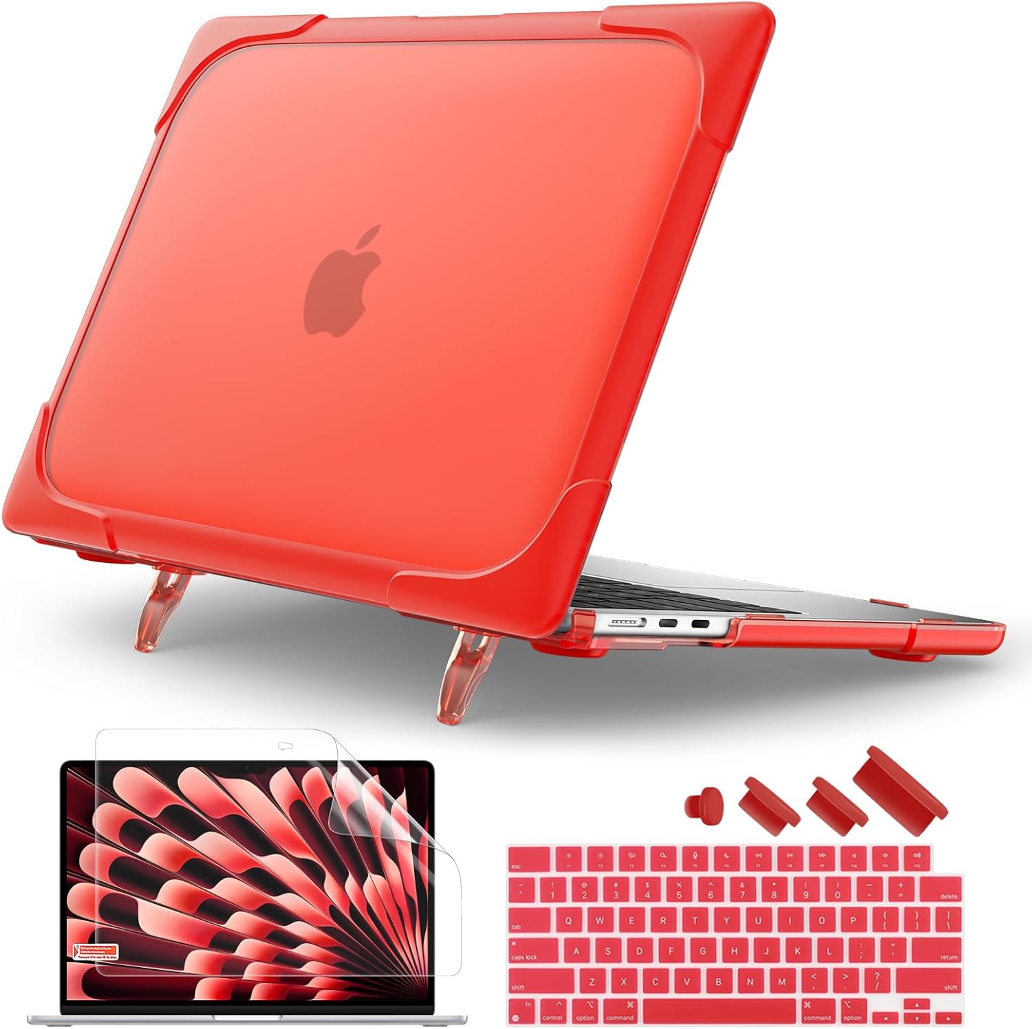 Batianda Heavy Duty Case for MacBook Air 15 inch 2026 M5 2025 M4 2024 2023 Release Model A3448/A3241/A3114/A2941, Ergonomic Foldable Kickstand (Holds 22lbs) Matte Translucent Shockproof Cover, Blue