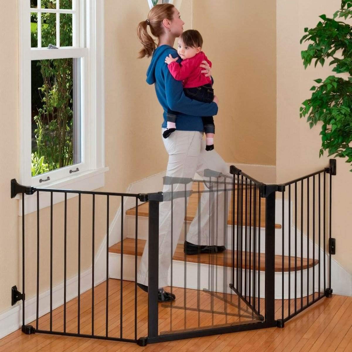 Kidco G3011 ConfigureGate 3 Piece Wall Mounted Magnet Locking Auto Wide Area Closing Baby Safety Gate Enclosure with 24 Inch Door, Black