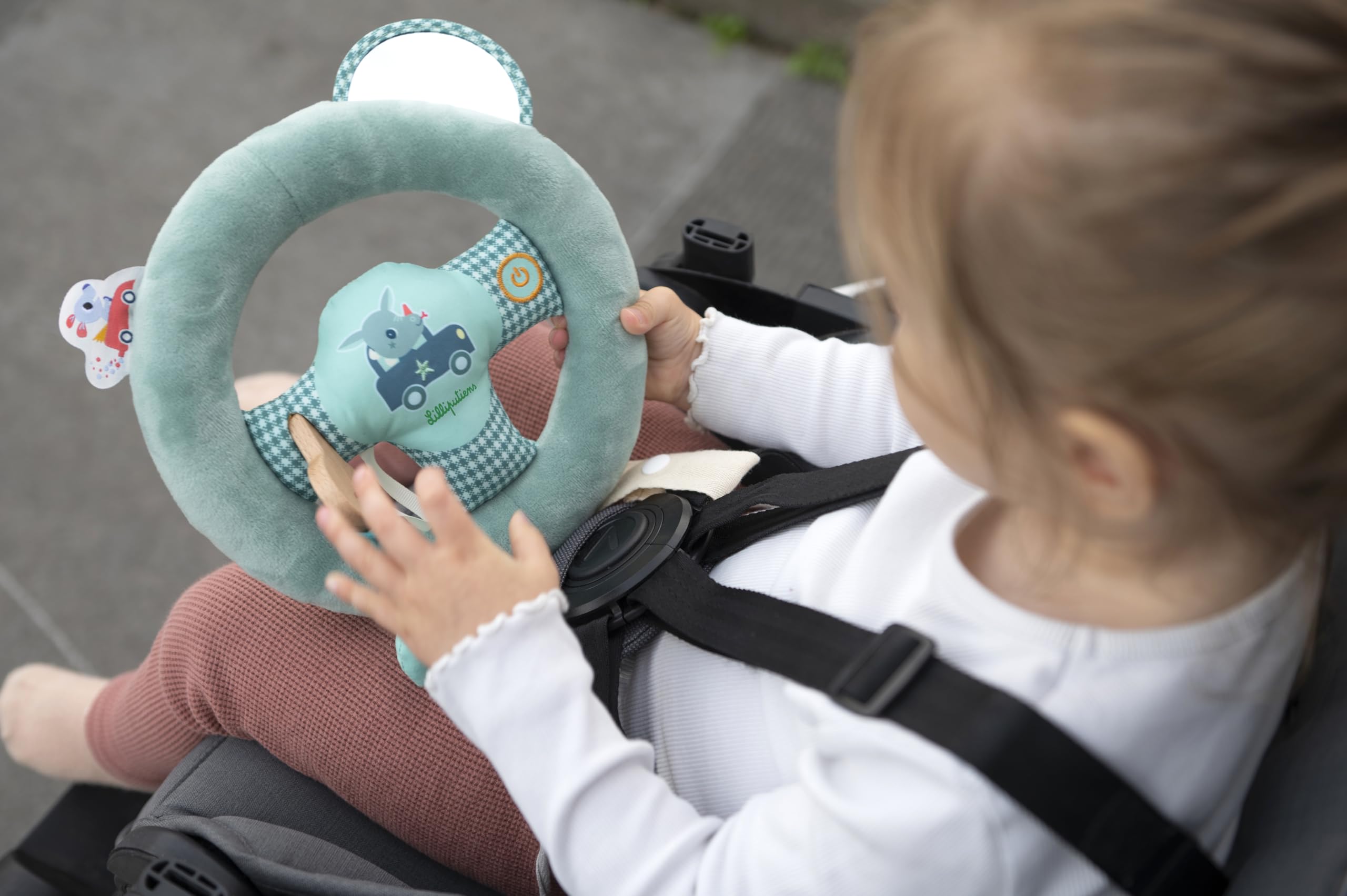 Lilliputiens - Kinderlenkrad Joe - Simulation eines Autolenkens für Kinder - Lenkrad zur Befestigung am Autositzgurt - Stimuliert die Fantasie und Koordination - Ab 18 Monaten - 83512