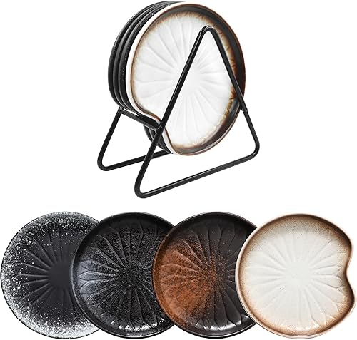 BigNoseDeer Kitchen Decor - Juego de 4 cucharas de gato para estufa, soporte de cuchara de cerámica, bonito soporte para cucharas para encimera de