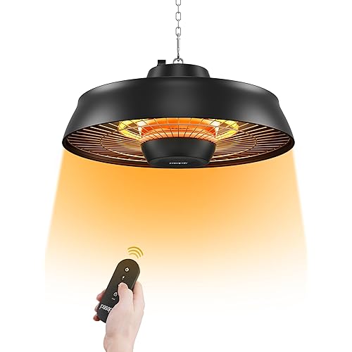 Pasapair Patio Heater - 1500W Outdoor Hanging Heater 3S Fast Heating with Remote - Adjustable Height Waterproof Infrared Mounted for Gazebo Garage - ETL Certified
