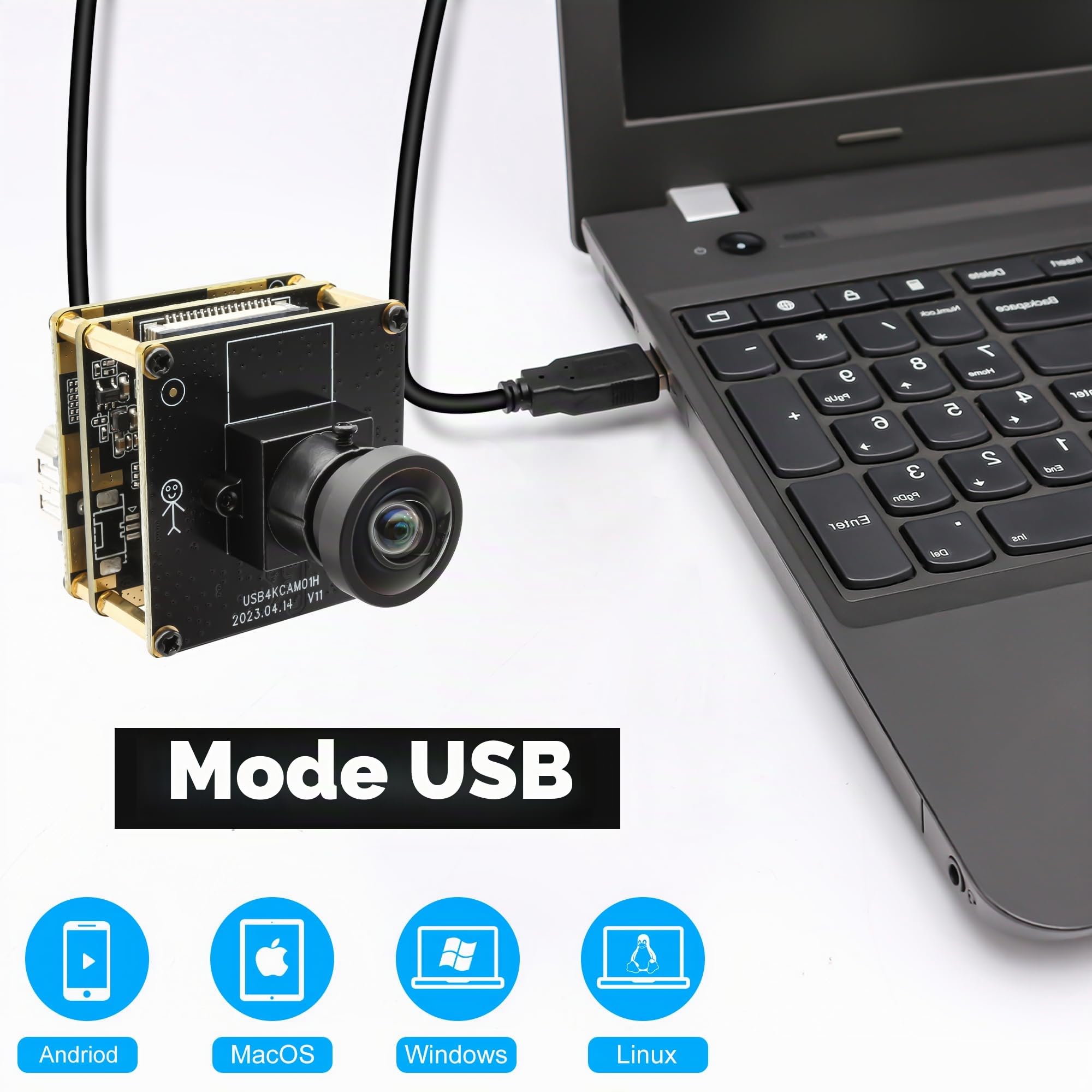 Svpro caméra HDMI USB 4K - Module grand angle pour moniteur - Projecteur - Double sortie - Caméra Lightburn - 2 x Digital Zoom Webcam Board H.264 8 MP UVC USB2.0 - Sans