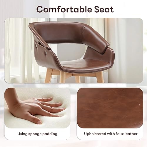 Miniatura 6 de ivinta Juego de 2 sillas de comedor, modernas sillas de cocina de piel sintética con patas de madera maciza para comedor, sala de estar, cocina 9122