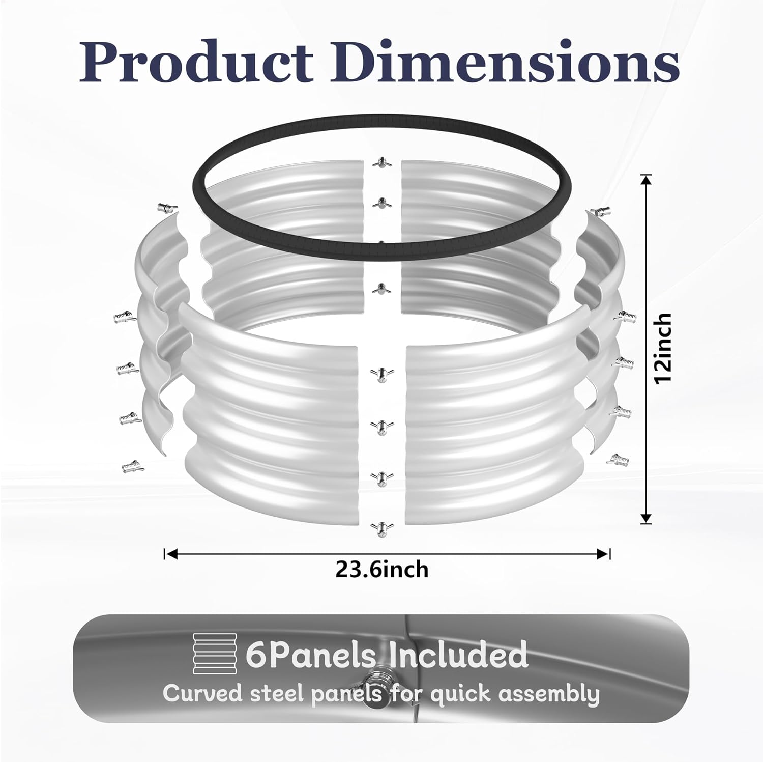 2 x 2 x 1 ft Round Raised Garden Bed, Silver 1 Pack 0.6 mm Thick Galvanized Steel Planter Box with Double Layer Paint and Safety Edge Trim for Vegetables Flowers Herbs Outdoor Garden