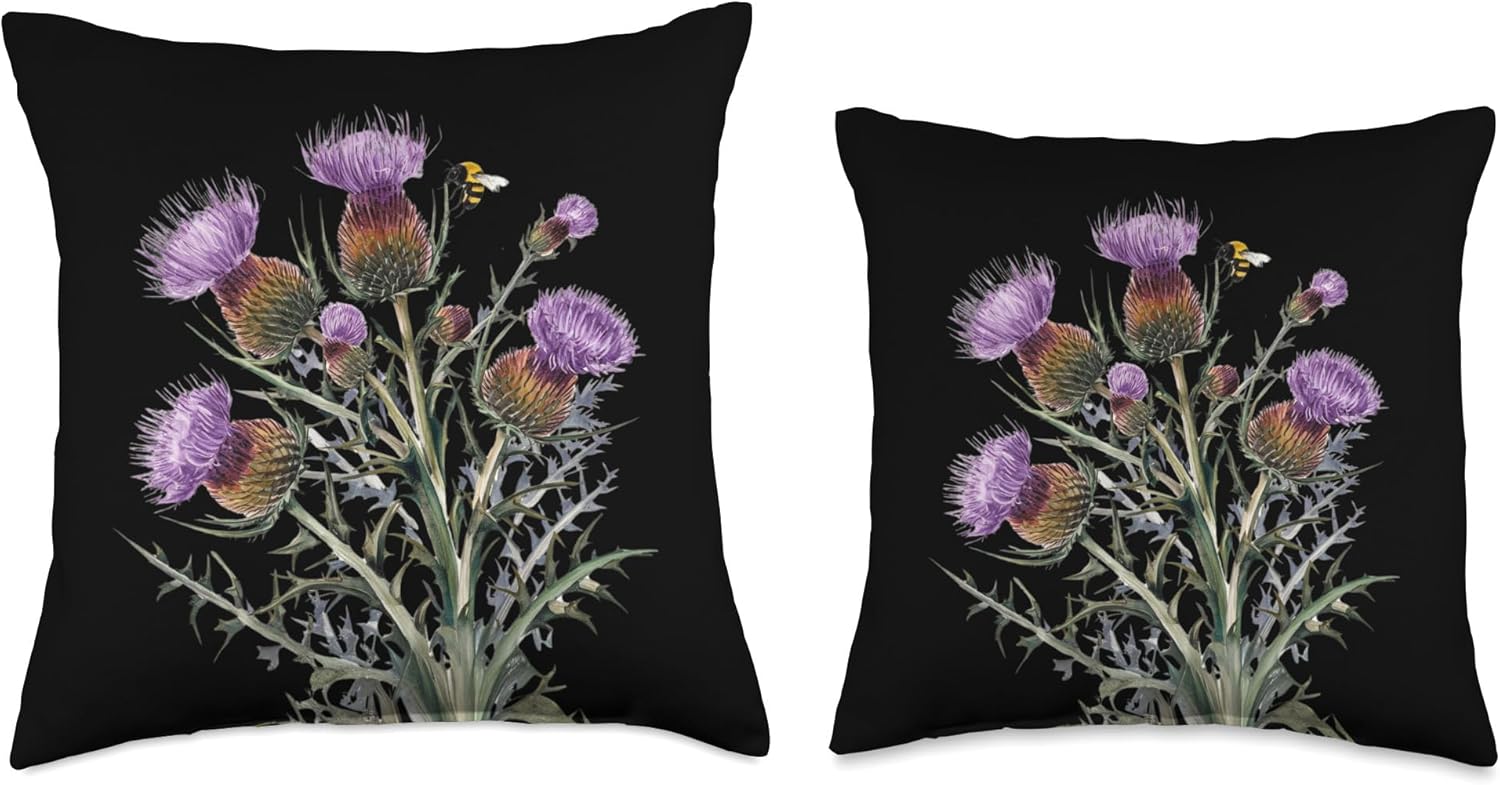 Scottish Thistle National Flower of Scotland Women Purple Throw Pillow