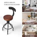 Set of 2 Industrial Bar Stools with Backrest 23-33inch Swivel Wooden Seat Kitchen Island Dining Chair Counter Stool Height Adjustable