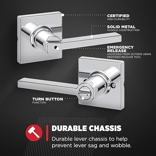 Miniatura 31 de Kwikset Casey - Manija de bloqueo de puerta de entrada, entrada exterior con llave segura, mango reversible, tecnología de seguridad SmartKey Re-Key